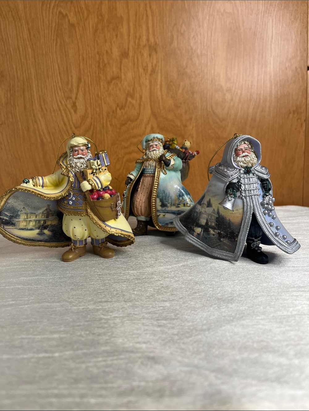 Thomas Kinkade Old World Santa Ornaments Ashton Drake Set of 3